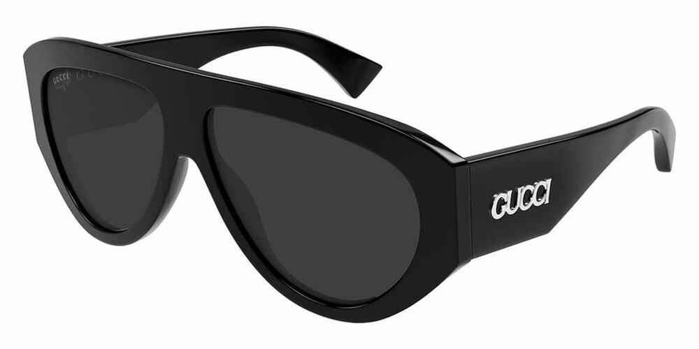 GUCCI GG2128S 001 Black Silver Dark Grey Unisex Sunglasses Large AUTHENTIC